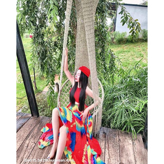 gv015.2618-set maxi dài: Set maxi cổ yếm thổ cẩm💃