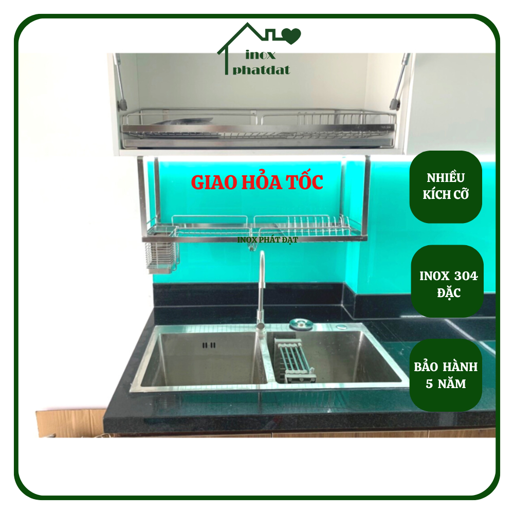 (HỎA TỐC HCM) Kệ chén treo đáy tủ Inox 304 PHÁT ĐẠT (nhiều size), rổ úp chén, giá chén bát (SP151)