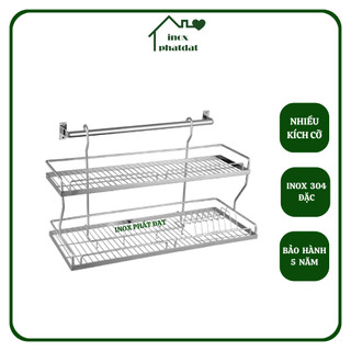 Kệ chén 2 tầng treo tường Inox 304 PHÁT ĐẠT (nhiều size), rổ úp chén 2 tầng, giá để bát, kệ đựng bát dĩa (SP115)