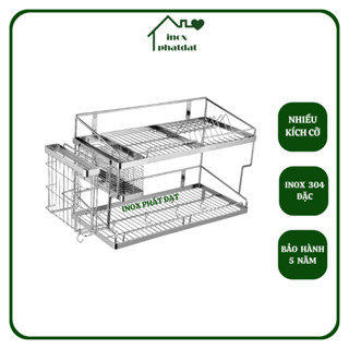 Kệ chén 2 tầng treo tường đa năng Inox 304 PHÁT ĐẠT (nhiều size), rổ úp chén, giá để bát (SP121)
