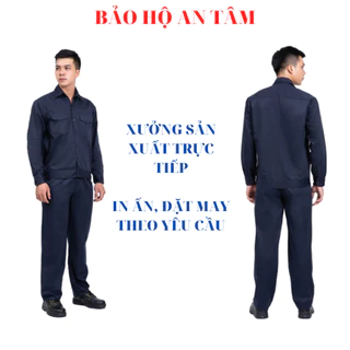 Quần Áo Bảo Hộ Lao Động Công Nhân Nam Màu Xanh Đen Vải Kaki Đủ Size