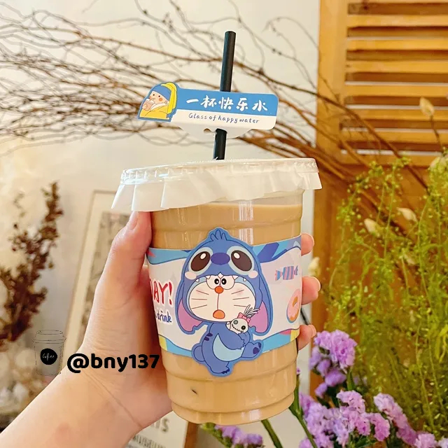 [ Set 100 tờ ] Tay quai giấy cover ly hình cartoon cute