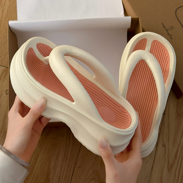 Dép xỏ ngón nữ dép kẹp đế cao mùa hè đi biển phong cách Hàn Quốc dép tông  độn đế Kichi Shoes mã E81