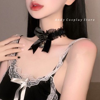 Vòng cổ ren nơ kèm chuông bạc to