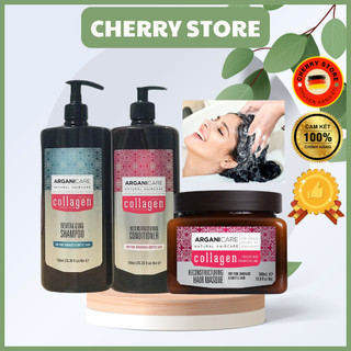 Bộ dầu gội xả Arganicare Collagen phục hồi tóc hư tổn 750ml, Ủ Arganicare Collagen nội địa Pháp