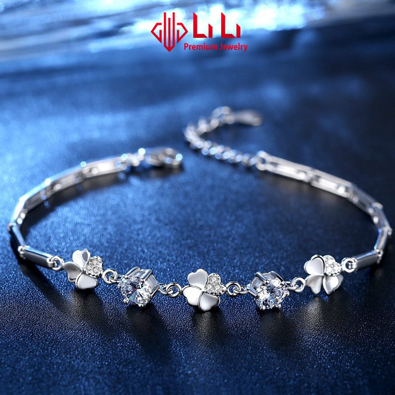 Lắc tay bạc nữ LiLi S925 đính đá CZ cao cấp hình cỏ 4 lá may mắn Fenix LILI_612672 | BigBuy360 - bigbuy360.vn