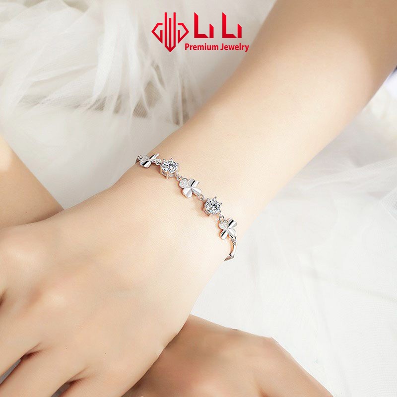 Lắc tay bạc nữ LiLi S925 đính đá CZ cao cấp hình cỏ 4 lá may mắn Fenix LILI_612672 | BigBuy360 - bigbuy360.vn