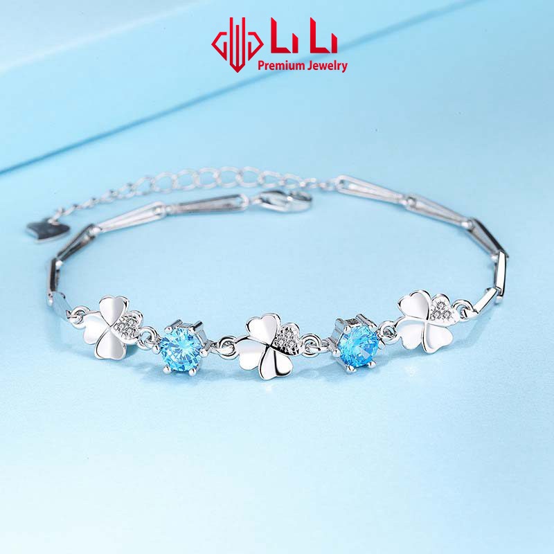 Lắc tay bạc nữ LiLi S925 đính đá CZ cao cấp hình cỏ 4 lá may mắn Fenix LILI_612672 | BigBuy360 - bigbuy360.vn