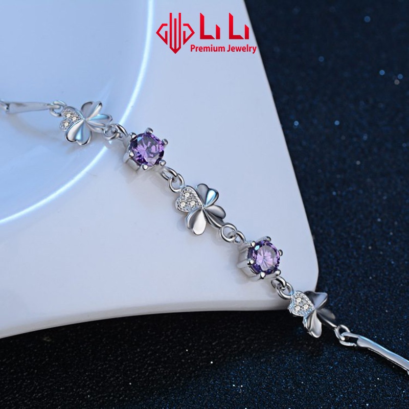 Lắc tay bạc nữ LiLi S925 đính đá CZ cao cấp hình cỏ 4 lá may mắn Fenix LILI_612672 | BigBuy360 - bigbuy360.vn