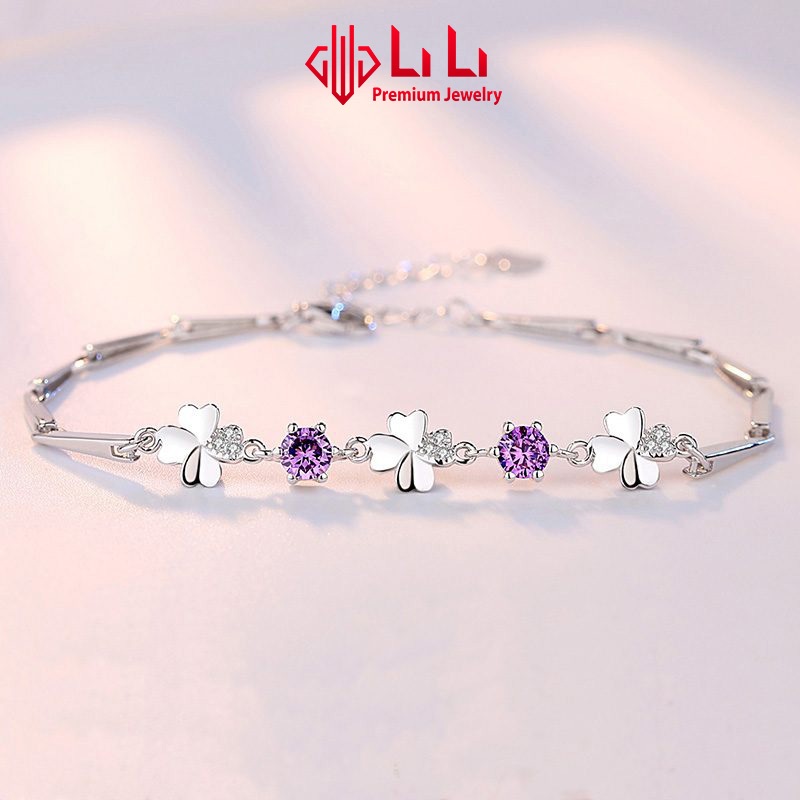 Lắc tay bạc nữ LiLi S925 đính đá CZ cao cấp hình cỏ 4 lá may mắn Fenix LILI_612672 | BigBuy360 - bigbuy360.vn