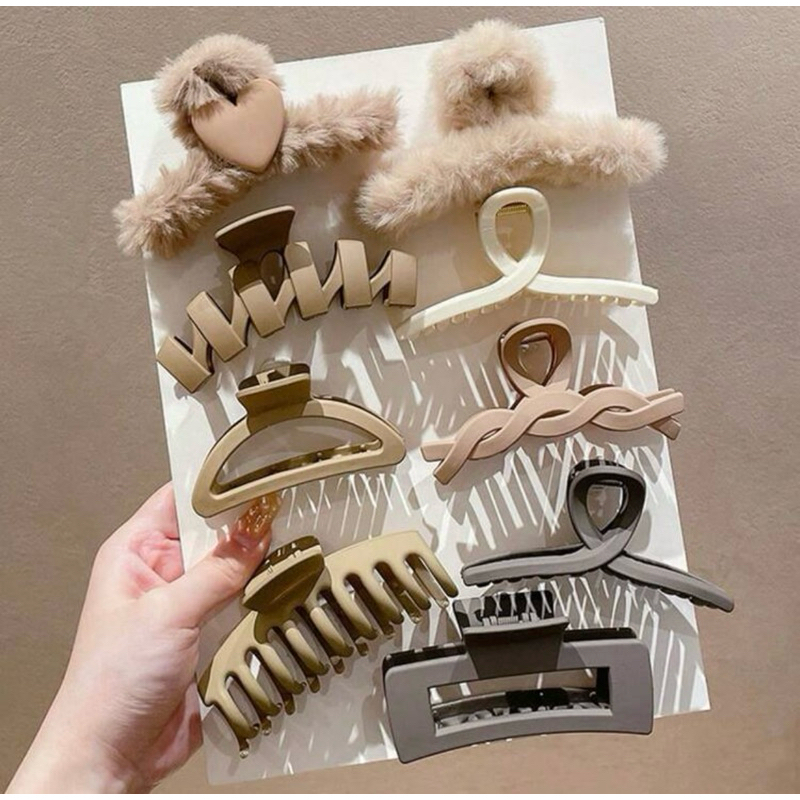 [ORDER SHEIN] Set Kẹp 9 Món Tone Nâu