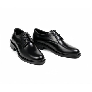 Derby Classic Mũi tròn da bò đế gỗ màu đen
