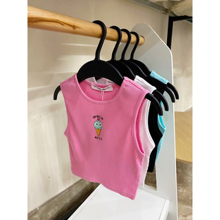 Áo sát nách bé gái dáng ngắn in hình cute gê
