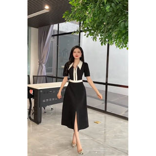 Váy Công Sở Đen Phối Cổ Trắng LUNA Mê 2
