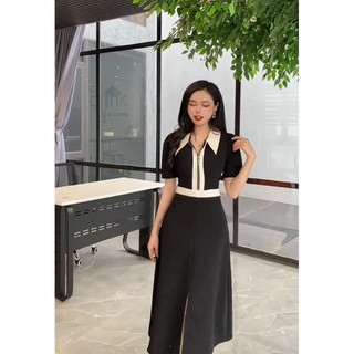 Váy Công Sở Đen Phối Cổ Trắng LUNA Mê 2