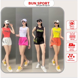 Bộ thể thao nữ,bộ tập nữ quần đùi 2 lớp áo sát nách đi tập hay đi dạo chạy bộ cực xinh.đồ tập nữ thoáng khí TH3