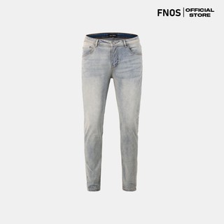 Quần Skinny Jeans Nam FNOS Streetwear Màu Xanh Trơn Wash Bạc NZ20 - Local Brand Chính Hãng