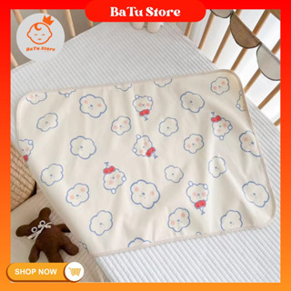 Tấm lót thay tã cho bé chống thấm nước, mặt vải cotton 3 lớp mềm mại thấm hút tốt size 50x70cm