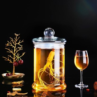 Bình trụ ống trơn ngâm rượu nắp thủy tinh