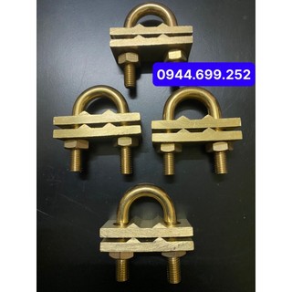 Kẹp xiết cáp chữ U đồng thau, Kẹp cọc và cáp ( Loại bóng, chắc khỏe )