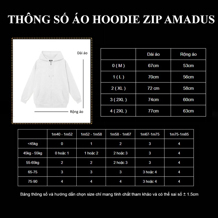 Áo Hoodie Zip Nỉ Bông Amadus Local Brand Unisex Kéo Khóa - AD01 | BigBuy360 - bigbuy360.vn
