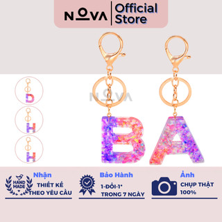 Móc khoá chữ cái NOVA MKC17 , Móc khóa handmade NOVA bằng Epoxy Resin thời trang độc đáo - Quà tặng móc khóa