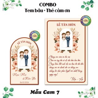 Tem bầu dán chai nước + Thẻ cảm ơn đám cưới mẫu mới Cam 7