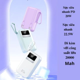 Sạc dự phòng Aleister  20000mAh, kèm 4 dây sạc gắn liền sạc nhiều thiết bị cùng 1 lúc , màn hình led,ful dung lượng