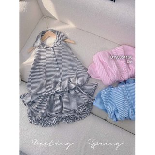 Sét áo hở lưng cổ yếm phối quần đùi bo gấu cực xinh