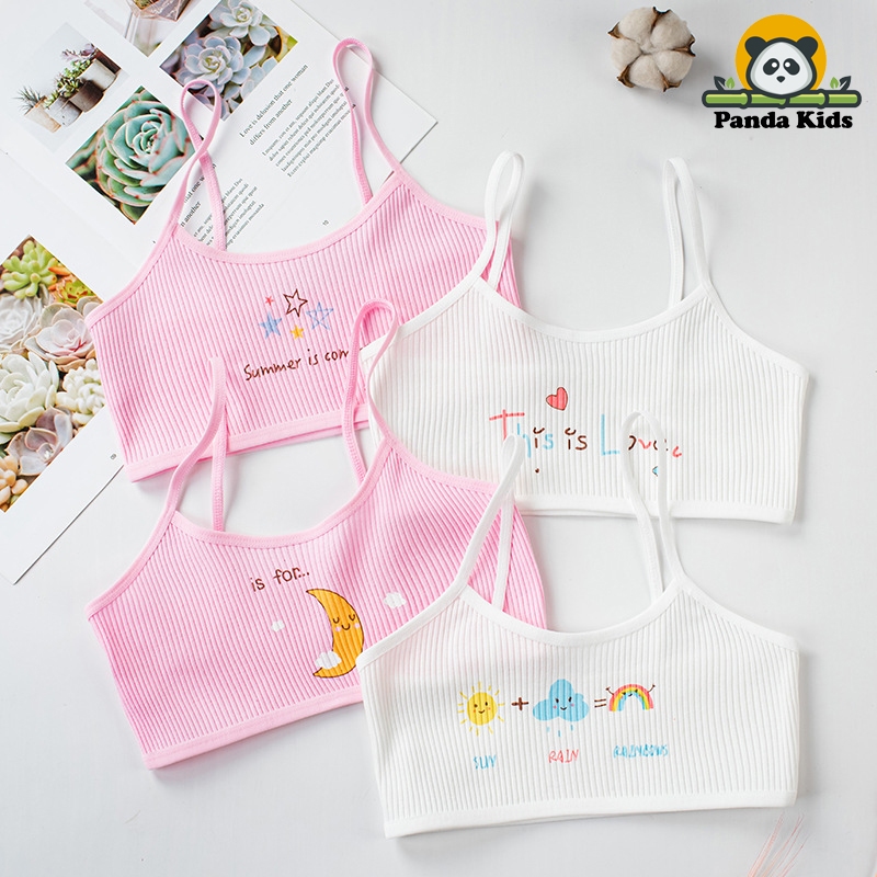 Combo 4 chiếc áo lá học sinh cotton kháng khuẩn thoáng mát thấm hút mồ hôi cho, áo lót bé gái in hình dễ thương