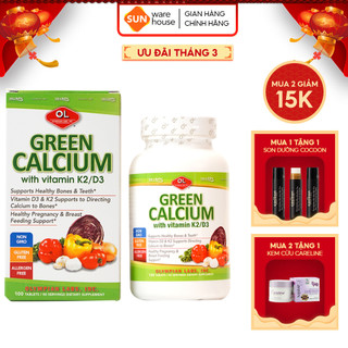 Viên Uống Bổ Sung Canxi Hữu Cơ Olympian Labs Green Calcium Giúp Xương Chắc Khoẻ, An Toàn Cho Mẹ Và Bé