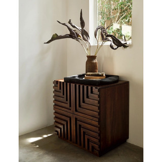 Tủ tab đầu giường decor 50x40x50cm gỗ tự nhiên 2 ngăn kéo phong cách rustic FOXHOMEVN