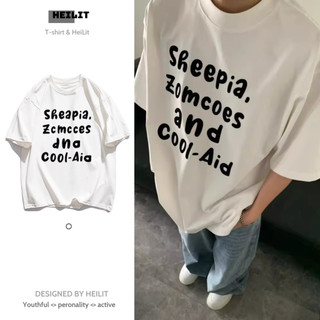 Áo Thun Nam Họa Chữ Đen Nổi Bật HeiLit Phông Nam Chất Vải Cotton Dày Dặn
