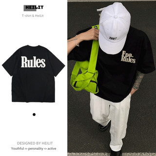 Áo Thun Nam Họa Tiết Chữ RuLes Heilit Áo Phông Chất Vải Cotton Dày Dặn Chuẩn Form Unisex