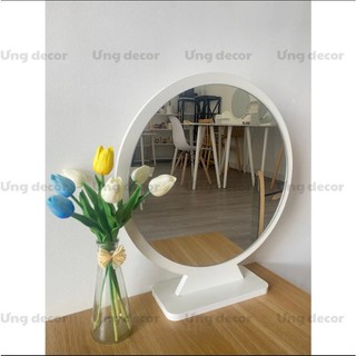 (Sỉ - lẻ) Tổng hợp các loại gương tròn trơn, treo tường, gương để bàn, đám mây đa năng, chính hãng màu trắng và gỗ