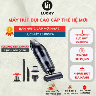 Máy bụi cầm tay DELADEP  mini không dây, hút bụi giường, ô tô lực hút siêu mạnh 20.000PA bảo hành 12 tháng