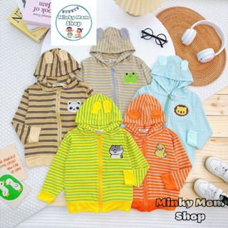 (Bé 7KG TỚI 35KG) Áo Khoác Chống Nắng Trẻ Em Minkymom Chính Hãng Thun Lạnh Sọc Dệt Visco Tai Thú - Minkymomshop 079 10
