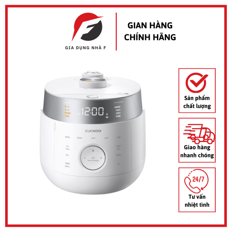 Nồi cơm điện cao tần Cuckoo CRP-LHTR0610FW 1.08L, màu trắng, dung tích lớn, công nghệ IH