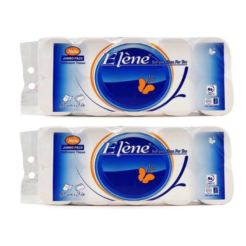 Giấy vệ sinh ELENE 3 lớp không lõi mềm mịn không bụi giấy - không mủn (Bịch 10 cuộn)