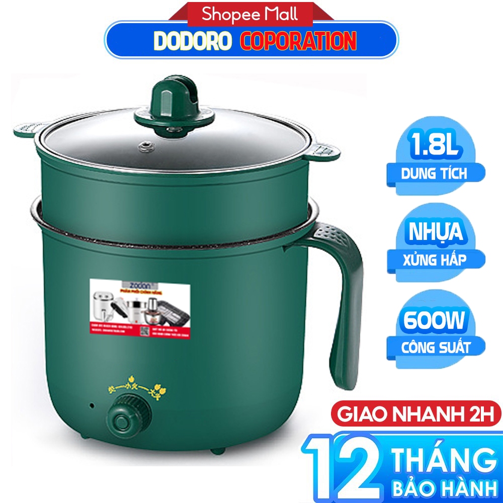 [BH 1NĂM] Nồi lẩu điện 2 tầng có giá hấp dodoro SB110 1.8L chống dính - bảo hành 12 tháng