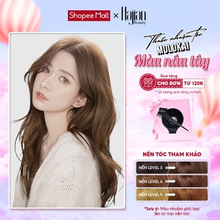 Thuốc nhuộm tóc Molokai màu NÂU TÂY, nhuộm tóc tại nhà chứa collagen tảo biển siêu dưỡng - Hajian Beauty