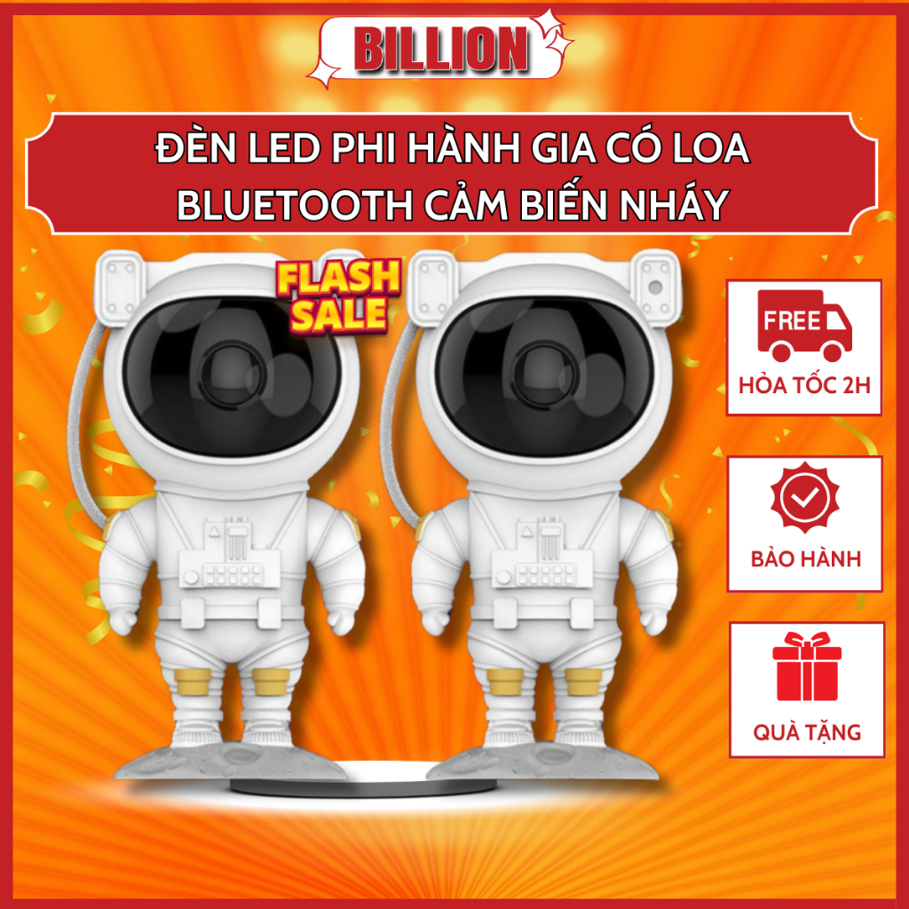Đèn Led Phi Hành Gia PKSAIGON Có Loa Bluetooth Cảm Biến Nháy Theo Nhạc Nhiều Chế Độ Thiên Hà . .