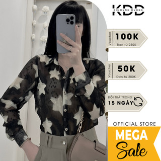 Áo sơ mi cổ đức SCOOL thiết kế lụa tằm sao to dáng công sở thời trang 2 màu trắng đen DO6