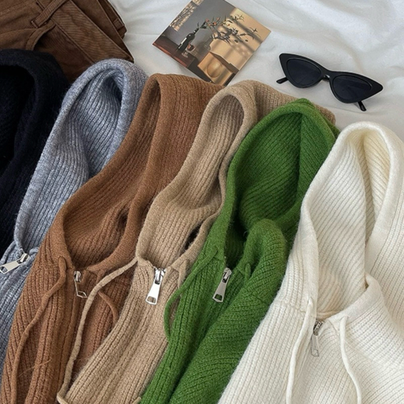 Bittersweet - Khoác len mỏng dáng croptop có mũ Cozy Chic Outer