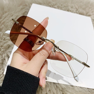 Gọng kính nữ đổi màu kim tuyến không viền 2 trong 1 đổi màu khi ra nắng Bự store 1147