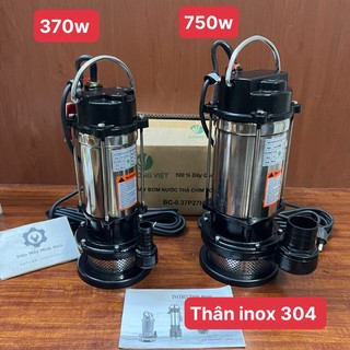 Máy bơm nước chìm thân inox 304| bơm tõm 750w, 370w dây đồng 100%| máy bơm nước thải, bơm ao cá