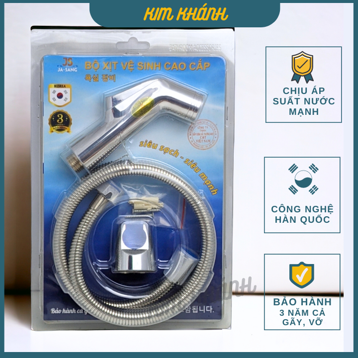 [BẢO HÀNH 3 NĂM] Bộ vòi xịt vệ sinh Hàn Quốc JA-SANG cao cấp, vòi xịt vệ sinh tay liền, vòi xịt bồn cầu tay âm ốc đồng