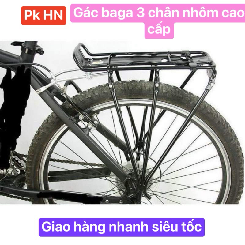 Baga xe đạp 3 chân hình chữ V, Baga hợp kim nhôm thiết kế đẹp mắt, tải trọng cao