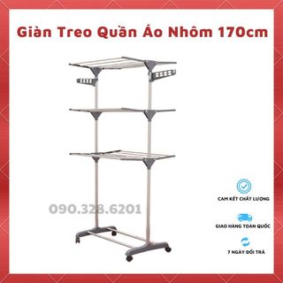 Giàn phơi quần áo thông minh 6 cánh có bánh xe - Dây phơi quần áo,kệ treo đồ