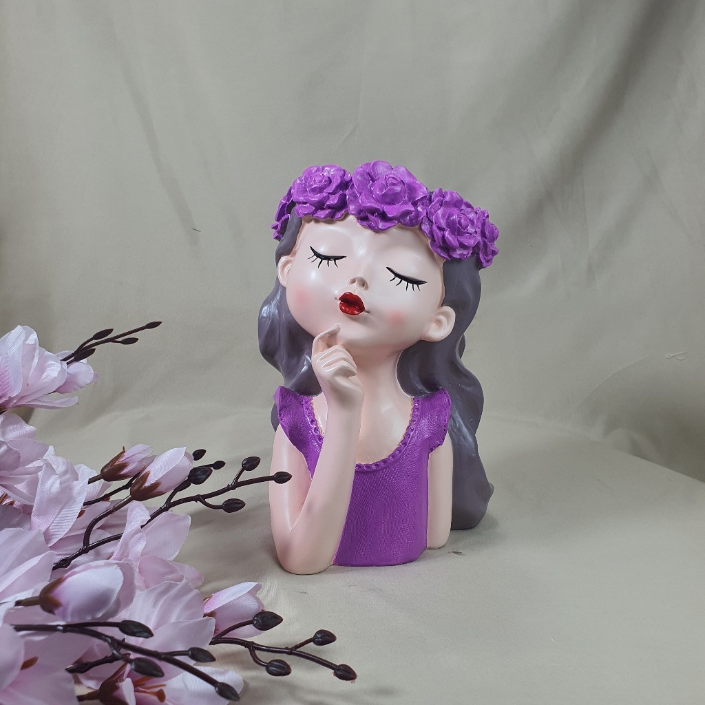 Bình hoa cô gái decor bình hoa cô gái ôm hoa bình hoa cô gái chống càm bình hoa cô gái tóc mây bình hoa cô gái size lớn